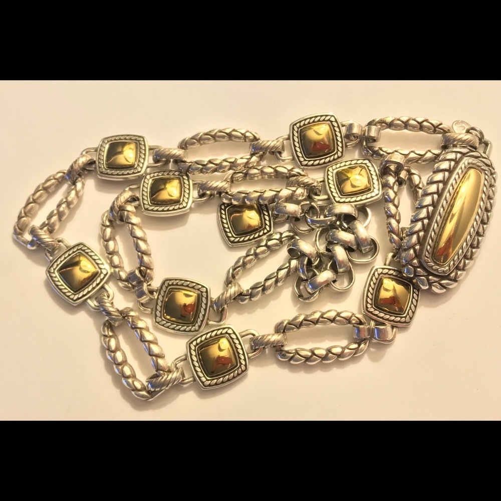 BRIGHTON SILVER & GOLD Tone Chain link belt Small